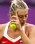 Russia's Sharapova during her women's singles tennis match against Britain's Robson at the All England Lawn Tennis Club during the London 2012 Olympic Games