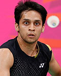 India's Kashyap Parupalli plays against Malaysia's Chong Wei Lee during their mens singles badminton quarterfinals match