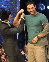 John Abraham shakes a leg with Madhuri Dixit and Karan Johar