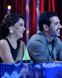 Madhuri Dixit, John Abraham and Karan Johar