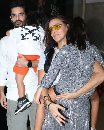 Angad Bediand Neha Dhupia with their kids