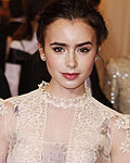 Actress Lily Collins arrives at the Metropolitan Museum of Art Costume Institute Benefit in New Yo