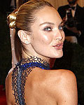 South African model Candice Swanepoel arrives at the Metropolitan Museum of Art Costume Institute Benefit in New York