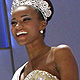 Miss Angola Leila Lopes appears on stage for a news conference after she was crowned Miss Universe 2011 in Sao Paulo