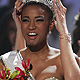 Miss Angola Leila Lopes is crowned by Miss Universe 2010 Ximena Navarrete of Mexico after being named Miss Universe 2011 in Sao Paulo