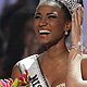 Miss Angola Leila Lopes is crowned by Miss Universe 2010 Ximena Navarrete of Mexico after being named Miss Universe 2011 in Sao Paulo