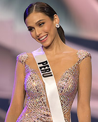 Janick Maceta Del Castillo, Miss Universe Peru 2020, top 5, taking her final walk on stage prior to the crowning moment.