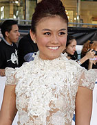 Actress Agnes Monica arrives as a guest at the premiere of the new film 'Oblivion' in Hollywood, California