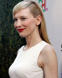 Cast member Cate Blanchett poses at the premiere of 'Blue Jasmine' at the Academy of Motion Pictures Arts and Sciences in Beverly Hills, California