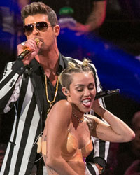 Miley Cyrus and Robin Thicke perform Blurred Lines during the 2013 MTV Video Music Awards in New York