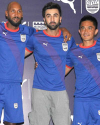 Nicolas Anelka, Ranbir Kapoor and Sunil Chhetri