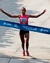 Ethopia' Dinknesh Mekash Overall Elite women winner at Finish Line