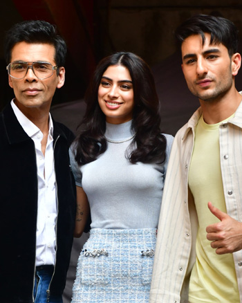 Karan Johar, Khushi Kapoor and Ibrahim Ali Khan