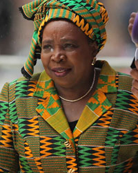 African Union chief Nkosazana Dlamini-Zuma arrives to attend the national memorial service for former South African President Nelson Mandela at the First National Bank Stadium