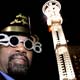 Ronny Little of Shelby, North Carolina dons his New Year's glasses as he waits for the Peach Drop in Underground Atlanta, Georgia