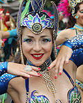 Performers dance at the Notting Hill Carnival in west London