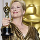 Best actress winner Meryl Streep holds her Oscar backstage during the 84th Academy Awards in Hollywood