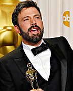 Best picture winner 'Argo' producers George Clooney, Grant Heslov and Ben Afleck pose with their awards at the 85th Academy Awards in Hollywood, California