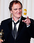 Director Quentin Tarantino poses with his Oscar for Best Original Screenplay for 'Django Unchained' at the 85th Academy Awards in Hollywood, California