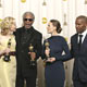 Oscar winners (L-R) Cate Blanchett, Morgan Freeman, Hilary Swank, and Jamie Foxx pose with their statues backstage at the 77th annual Academy Awards.