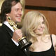 Bill Corso and Valli O'Reilly pose with their Oscar statuettes at the 77th annual Academy Awards in Hollywood.