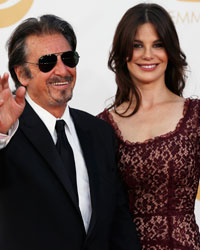 Actor Al Pacino from the HBO movie 'Phil Spector' and Lucila Sola arrive at the 65th Primetime Emmy Awards in Los Angeles