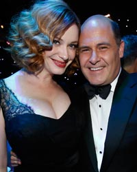 Mad Men' creator Matthew Weiner poses with actress Christina Hendricks at the Governors Ball for the 65th Primetime Emmy Awards in Los Angeles