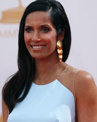 Television personality Padma Lakshmi, from Bravo Networks' 'Top Chef,' arrives at the 65th Primetime Emmy Awards in Los Angeles