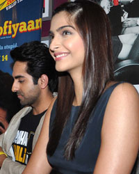 Ayushmann Khurrana and Sonam Kapoor at the promotion of film 'Bewakoofiyaan' in Mumbai