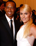 Golfer Tiger Woods arrives with skier Lindsey Vonn at the Metropolitan Museum of Art Costume Institute Benefit celebrating the opening of 'PUNK- Chaos to Couture' in New York