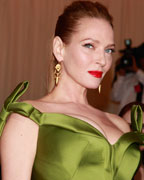 Actress Uma Thurman arrives at the Metropolitan Museum of Art Costume Institute Benefit celebrating the opening of 'PUNK- Chaos to Couture' in New York