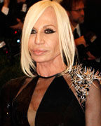 Fashion designer Donatella Versace arrives at the Metropolitan Museum of Art Costume Institute Benefit celebrating the opening of 'PUNK- Chaos to Couture' in New York