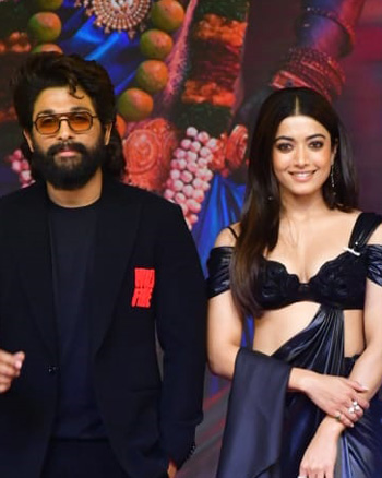 Allu Arjun, Rashmika Mandanna and Bhushan Kumar