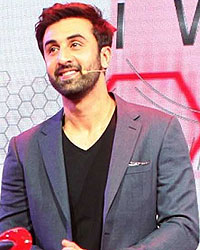 Ranbir Kapoor and Hero Motocorp MD Pawan Munjal at the launch of Hero's new Scooters at Auto Expo 2014