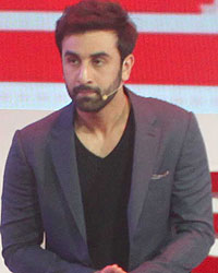 Ranbir Kapoor and Hero Motocorp MD Pawan Munjal at the launch of Hero's new Scooters at Auto Expo 2014