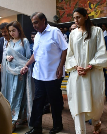 Nita Ambani, Mukesh Ambani and Shloka Mehta Ambani