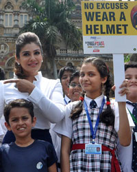 Raveena Tandon during Street Smart, Street Safe, a awareness campaign for using helmet at CST in Mumbai