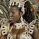 A reveller from the Salgueiro samba schooll takes part in a parade on the second night of the annual Carnival parade in Rio de Janeiro's Sambadrome