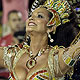 Drum queen Luiza Brunet of the Imperatriz samba school dances on the first night of the annual Carnival parade in Rio de Janeiro's Sambadrome