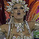 Drum queen Antonia Fontenelle of the Mocidade samba school dances on the first night of the annual Carnival parade in Rio de Janeiro's Sambadrome