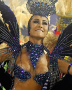 Drum queen Sabrina Sato of the Vila Isabel samba school participates in the annual Carnival parade in Rio de Janeiro's Sambadrome