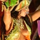 A reveller of the Salgueiro samba school dances during the first night of parades by the top samba groups in Rio de Janeiro`s Sambadrome 