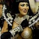 Angela Bismarchi, drum queen of the Porto da Pedra samba school, dances during the first night of parades by the top samba groups in Rio de Janeiro`s Sambadrome