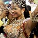 Thatiana Paguna, drum queen of the Mocidade Independiente samba school, dances on the second night of parade by top samba groups in Rio de Janeiro`s Sambadrome 