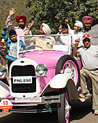 Vintage Cars lined up after the finish