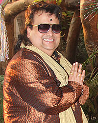 Bappi Lahiri and Krishna Hegde at Bappi's Saraswati Puja