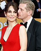 Paul Sparks of the tv drama 'Boardwalk Empire' and his wife actress Annie Parisse arrive at the 19th annual Screen Actors Guild Awards in Los Angeles, California