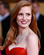 Actress Jessica Chastain, from the film 'Zero Dark Thirty,' arrives at the 19th annual Screen Actors Guild Awards in Los Angeles, California