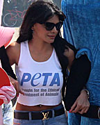 Sherlyn Chopra with Peta's giant condoms to promote safe sex for animals