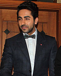 Ayushmann Khurrana and Jamal Shaikh, Editor, Men's Health Magazine during the launch of Men's Health Magazine July cover